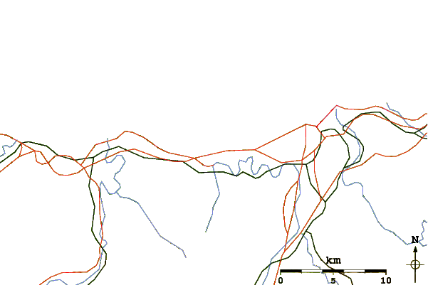 Estradas e rios ao redor Orio