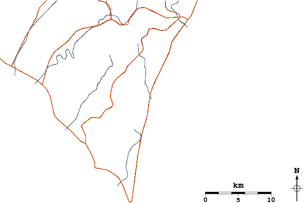 Estradas e rios ao redor Osaki Point