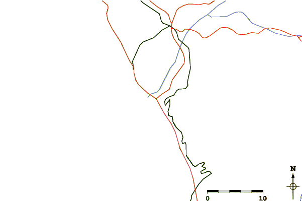 Estradas e rios ao redor Pasamayo
