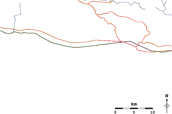 Estradas e rios ao redor Pescaderos