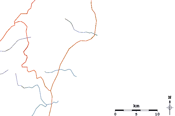 Estradas e rios ao redor Pinarellu