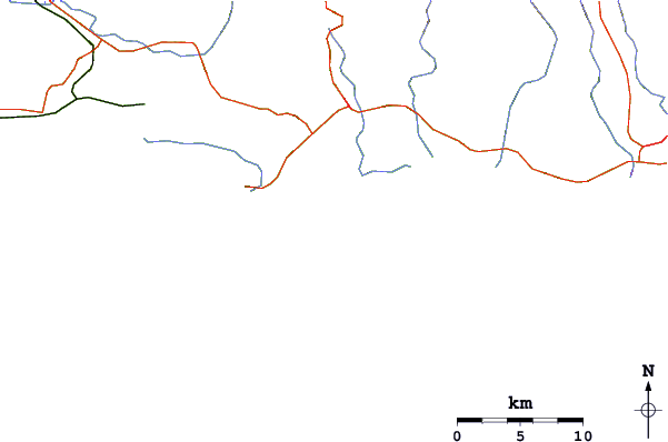 Estradas e rios ao redor Playa Ballena
