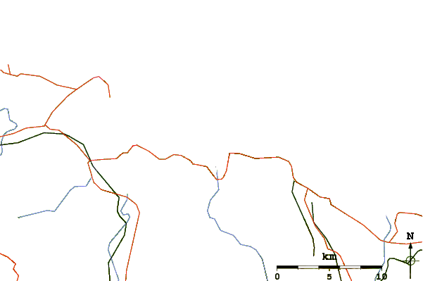 Estradas e rios ao redor Playa de Orinon