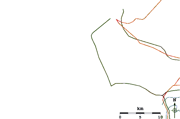 Estradas e rios ao redor Playa de Tres Piedras