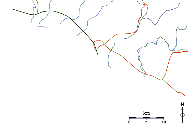 Estradas e rios ao redor Playita