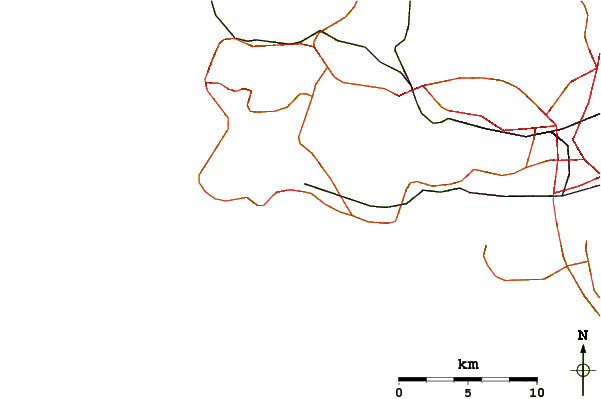 Estradas e rios ao redor Poca