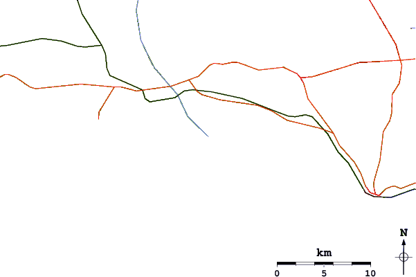 Estradas e rios ao redor Praia da Falésia