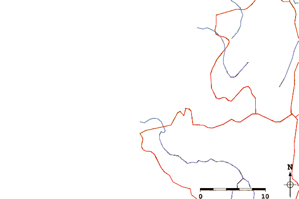 Estradas e rios ao redor Puertecillo