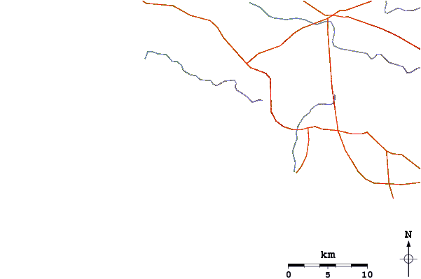 Estradas e rios ao redor Punta Colorada