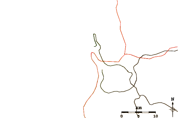 Estradas e rios ao redor Punta Gruesa