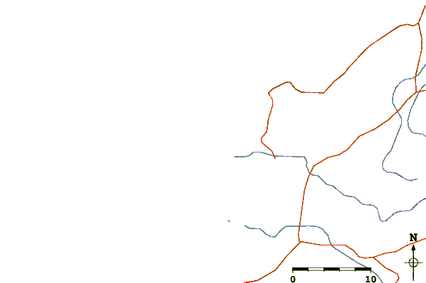 Estradas e rios ao redor Punta Canoas