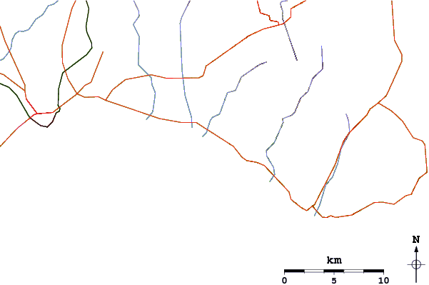 Estradas e rios ao redor Racca Point