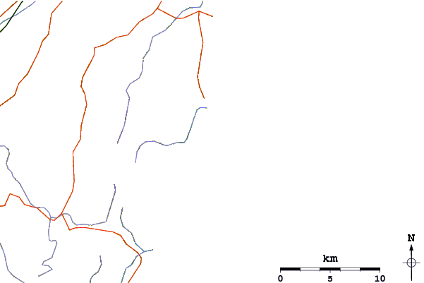 Estradas e rios ao redor Red Island