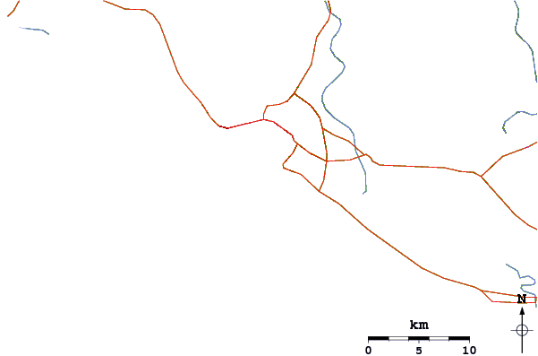 Estradas e rios ao redor Revolcadero