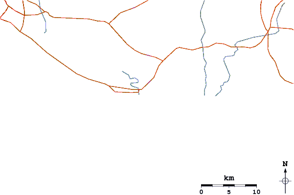 Estradas e rios ao redor Rio Papagayo