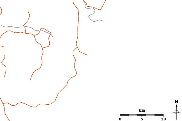 Estradas e rios ao redor Riversdale