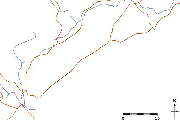 Estradas e rios ao redor Riyue Bay (Riyuewan)