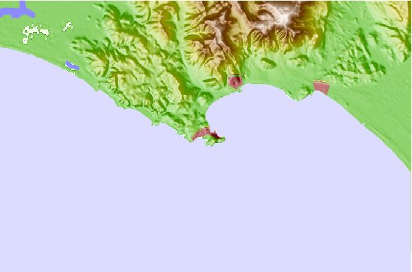 Locais de surf localizados perto de San Agostino (Gaeta)