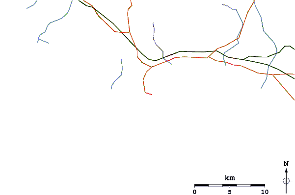 Estradas e rios ao redor Serapo (Gaeta)