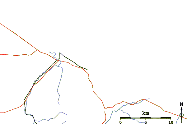 Estradas e rios ao redor Slip Point (Clallam Bay)