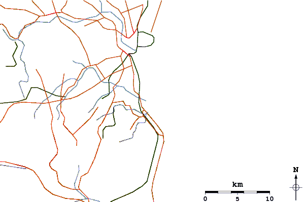 Estradas e rios ao redor Sosanji Rivermouth