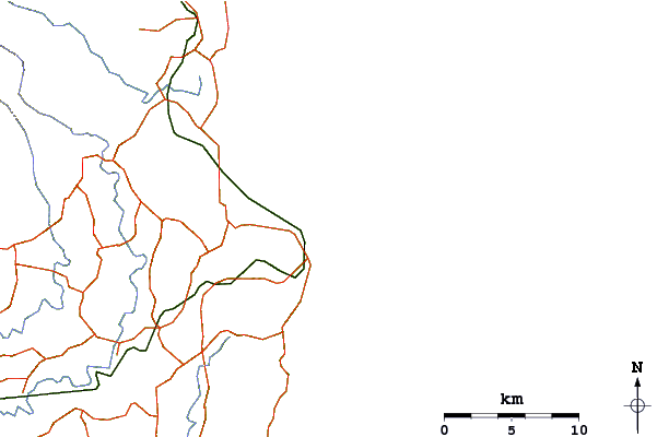 Estradas e rios ao redor The Pass