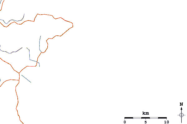Estradas e rios ao redor Tokatu Peninsula