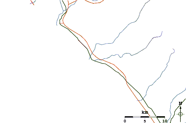 Estradas e rios ao redor Trestles (Lowers)