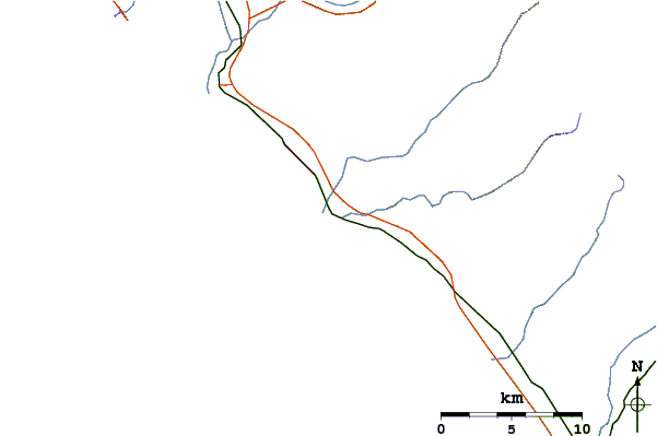 Estradas e rios ao redor Trestles (Uppers)