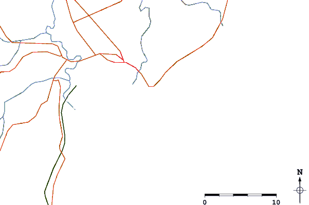 Estradas e rios ao redor Tuahine Point