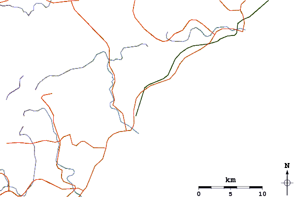 Estradas e rios ao redor Uchizuma