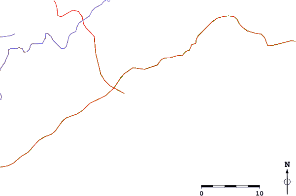 Estradas e rios ao redor Vermelha do Sul