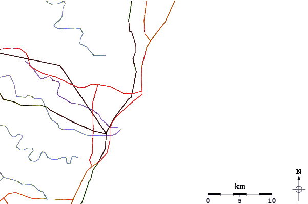 Estradas e rios ao redor Vetchs Reef