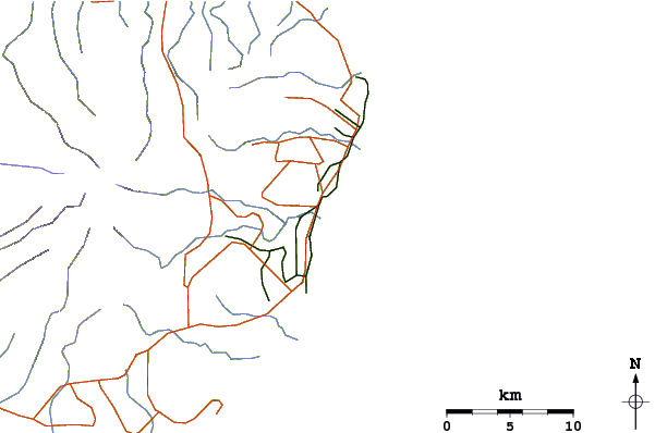 Estradas e rios ao redor Wailua/Horners