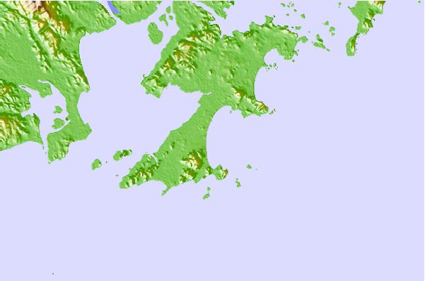Locais de surf localizados perto de Wujiao Bay (Dongshan Dao)