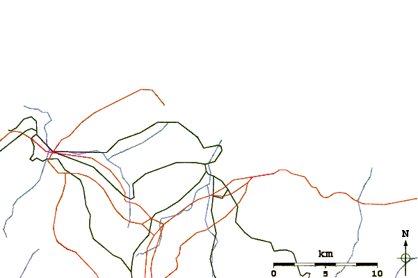 Estradas e rios ao redor Xivares