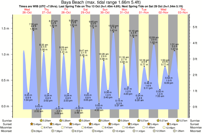 tide graph for Baya Beach surf break