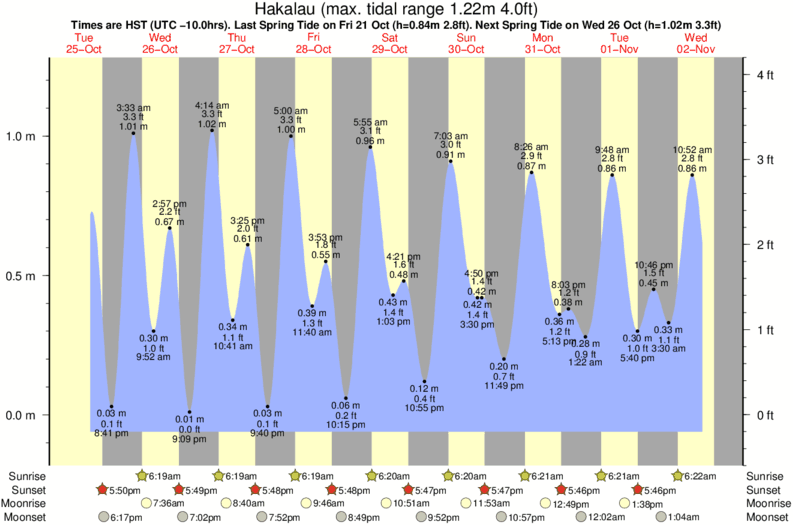 tide graph for Hakalau surf break