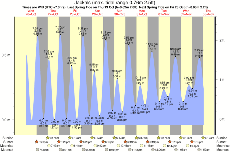 tide graph for Jackals surf break