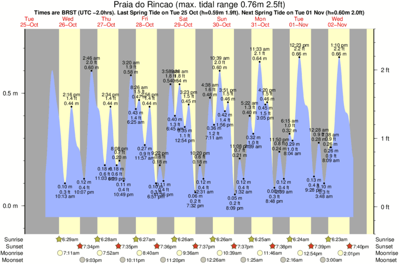 tide graph for Praia do Rincao surf break
