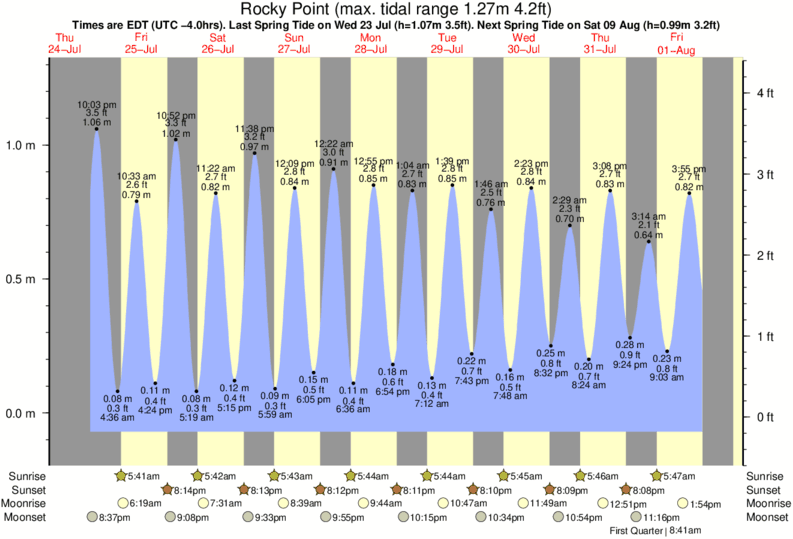 tide graph for Rocky Point surf break