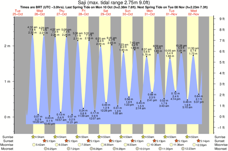 tide graph for Saji surf break